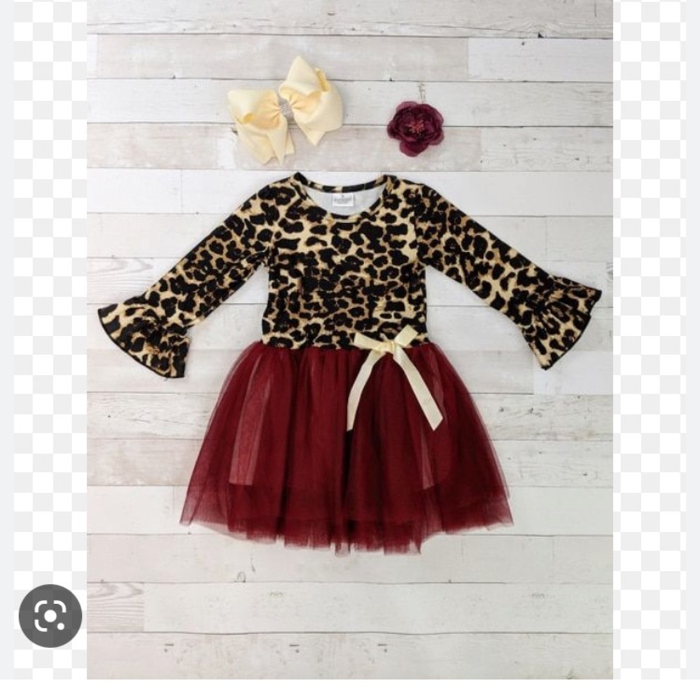BMG girls dress leopard and red tulle XL